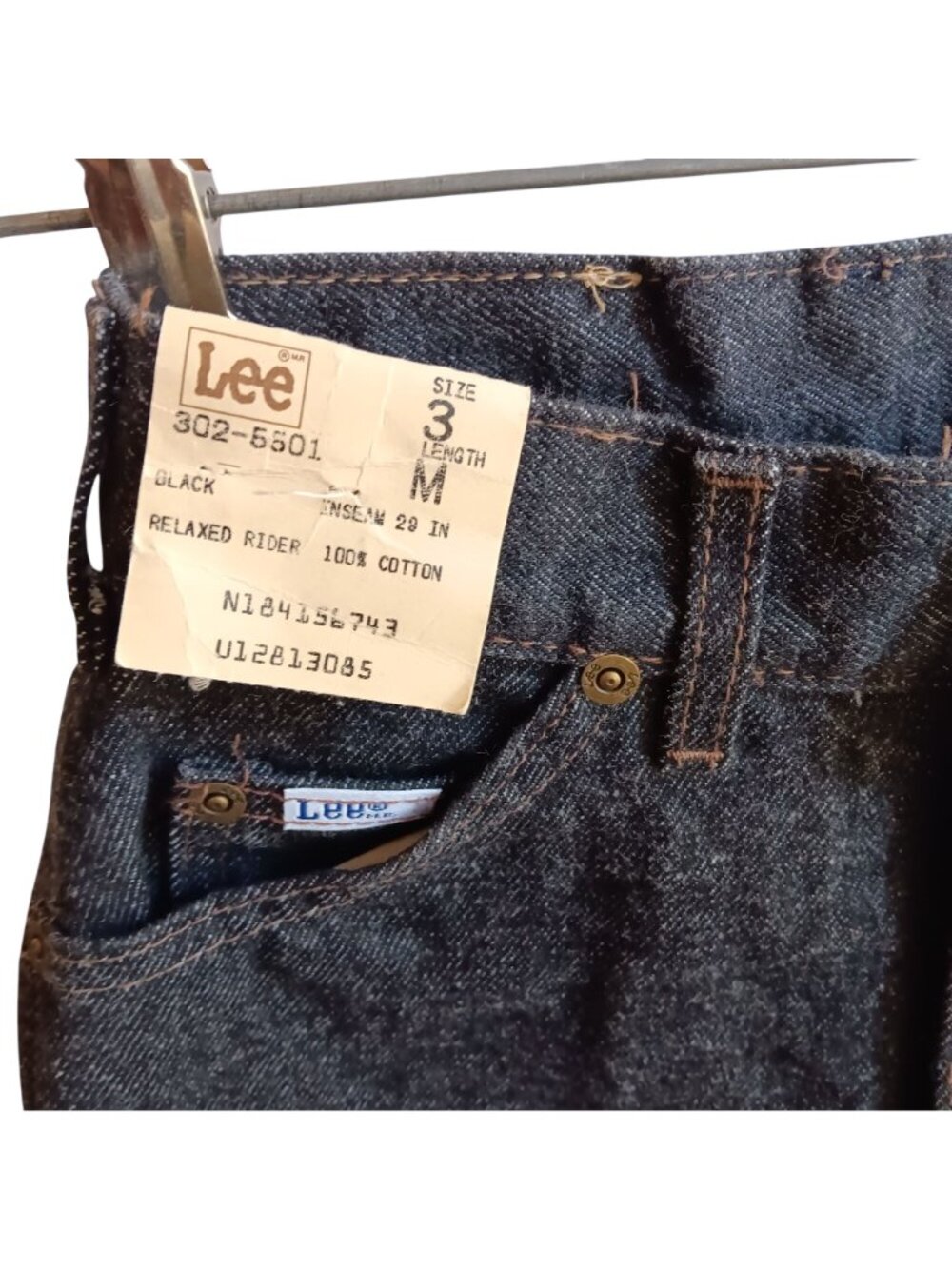 Womens JEANS NOS 24x28 3 MED Vtg 90s LEE HIGH WAIST PEPPER WASH RELAXED DENIM - Picture 4 of 5